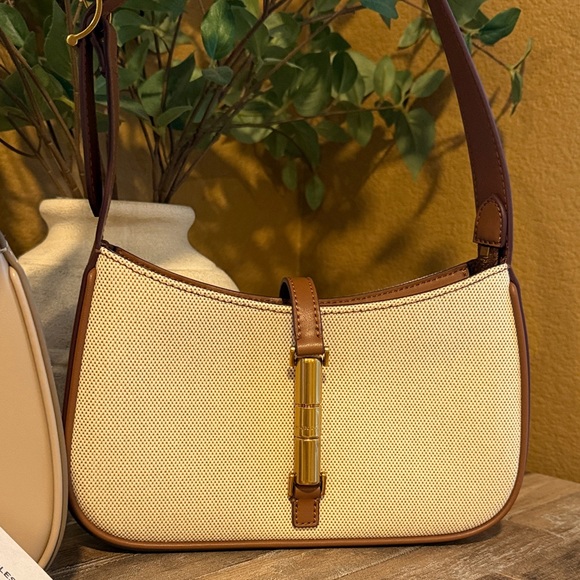Cesia Canvas & Taupe Metallic Accent Shoulder Bag - Picture 3 of 6